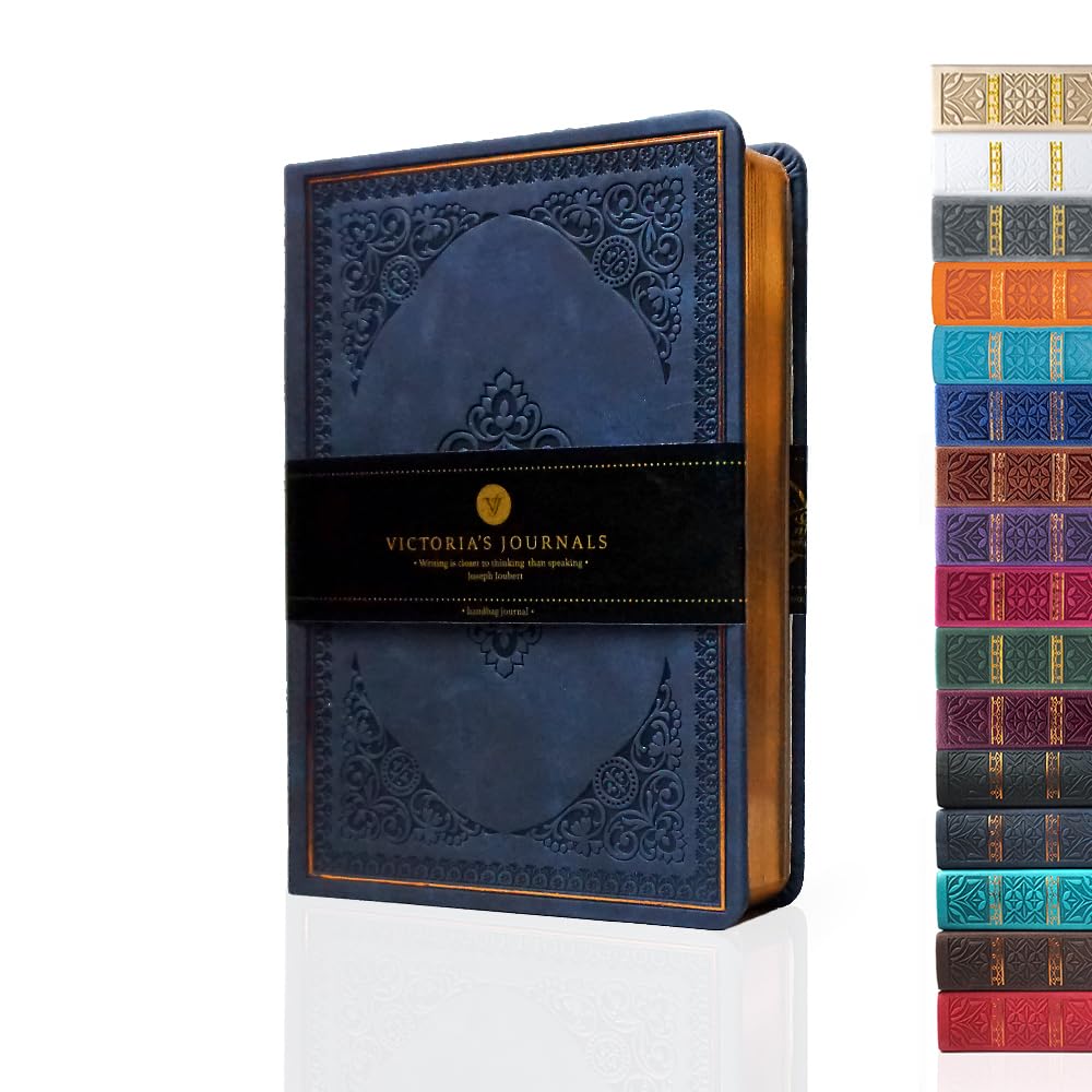 VICTORIA'S JOURNALS Leatherette Vintage Journal Hard Cover Lined Notebook Old Looking Travel Pocket Diary, Mini B6 Size 4.7'' x 6.5''