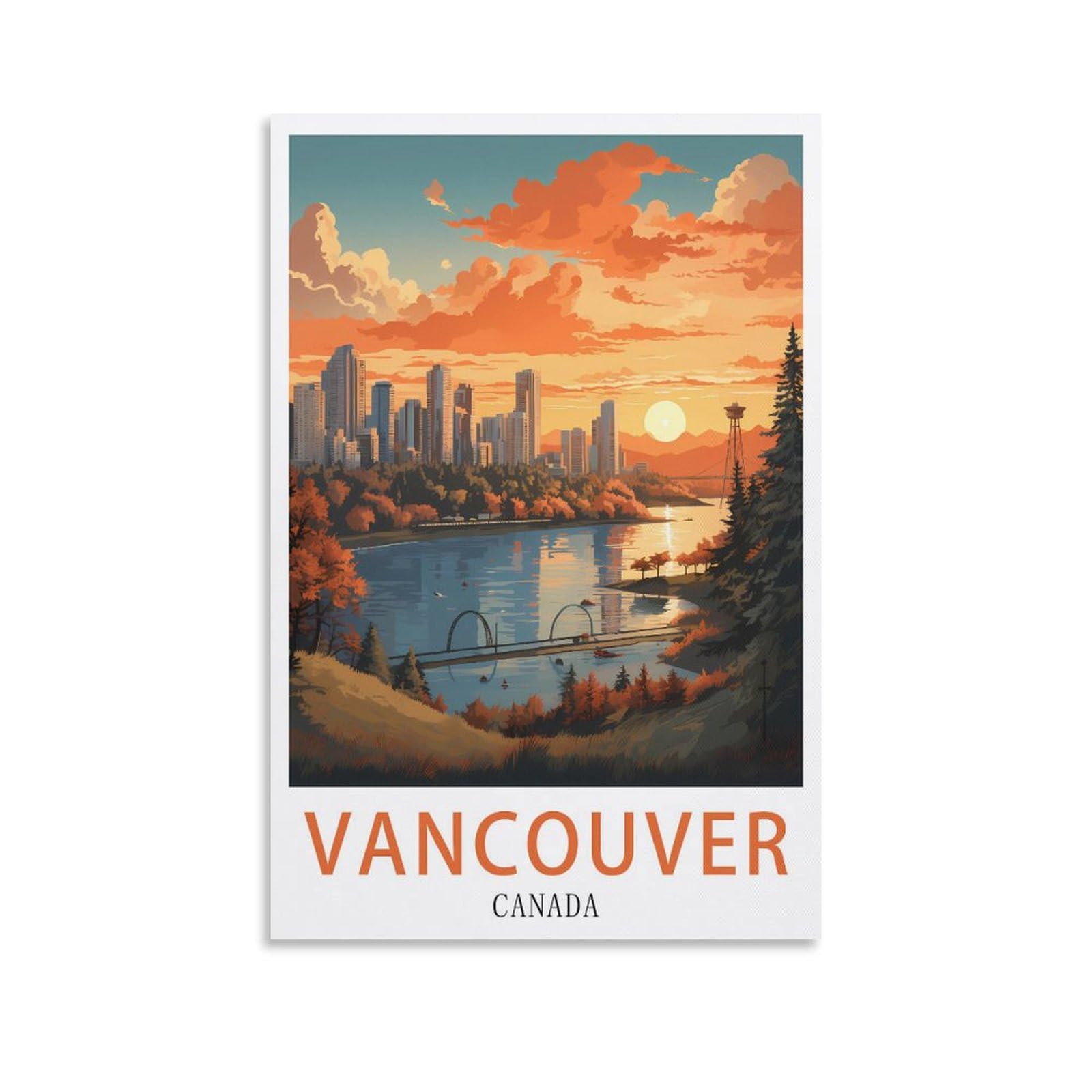 Lnuyitr Unframe-Style Canada Vancouver Vintage Travel Poster 08X12inch(20X30cm) Canvas Art Posters And Wall Art Picture Prints Modern Home Bedroom Decor Posters