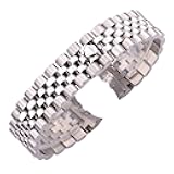 HFERHT 20mm Metal Watchbands Bracelet Men 316L Stainless Steel Watch Band