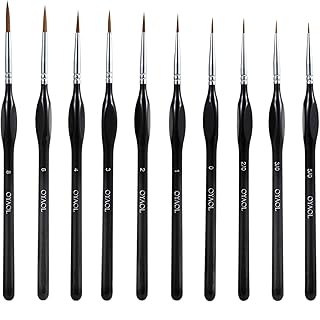 10Pack Detail Paint Brush Set - Premium Miniature Paint Brushes, Fine Detial Paint Brushes for Warhammer 40k Miniature Fig...