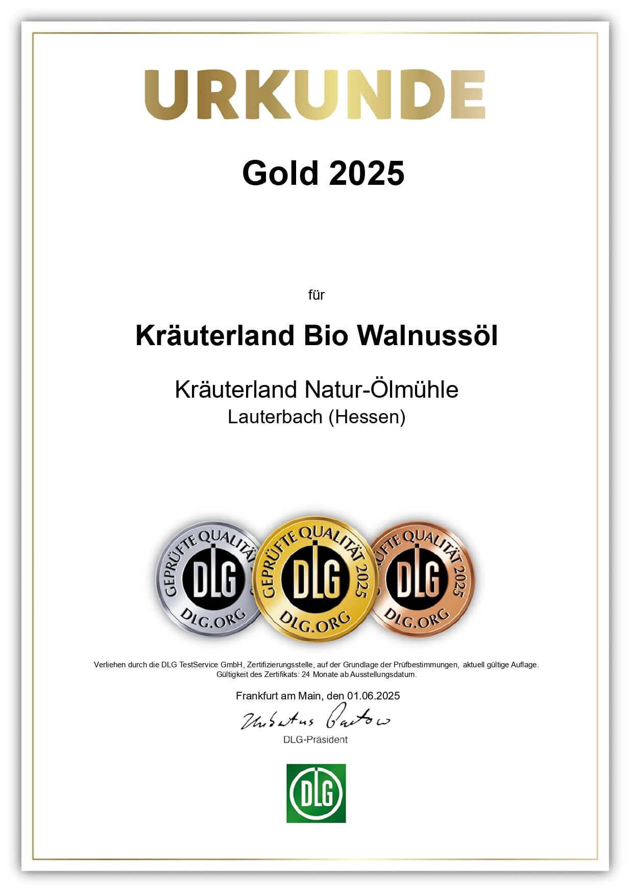 Kräuterland Bio Walnussöl 2X250ml (500ml), Bio Walnusskern, kaltgepresst, naturrein ohne Zusatzstoffe, Vegan & GVO-frei, Premium Qualität
