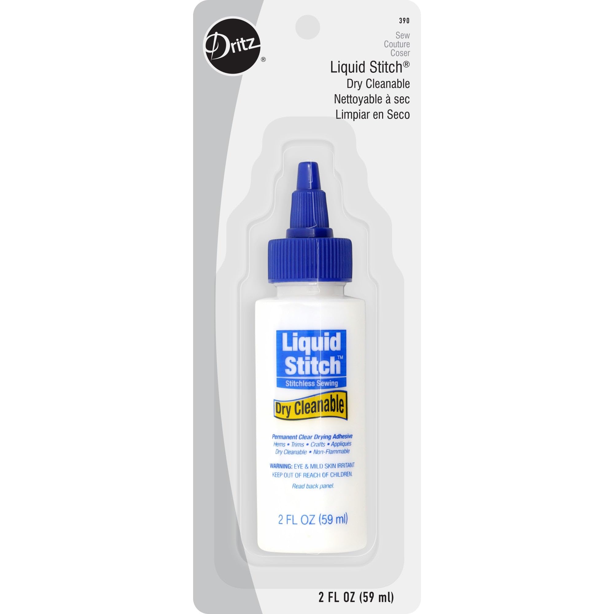 Dritz Liquid Stitch Dry Cleanable Fabric Adhesive, 2-Fluid Ounce, Clear, 2 Fl Oz
