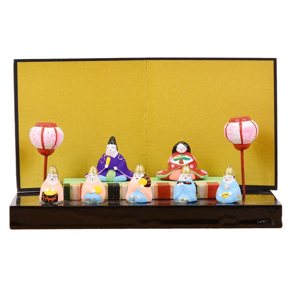 Japanese Mini Hina Dolls 7 Person Compact Hinamatsuri Display 4.3in