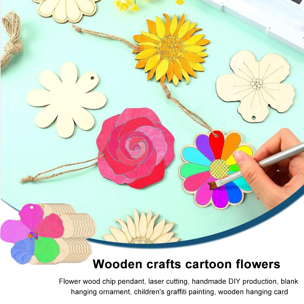 HIOQFR 30pcs Kit Bricolage Enfant Bois Artisanat Fleurs En