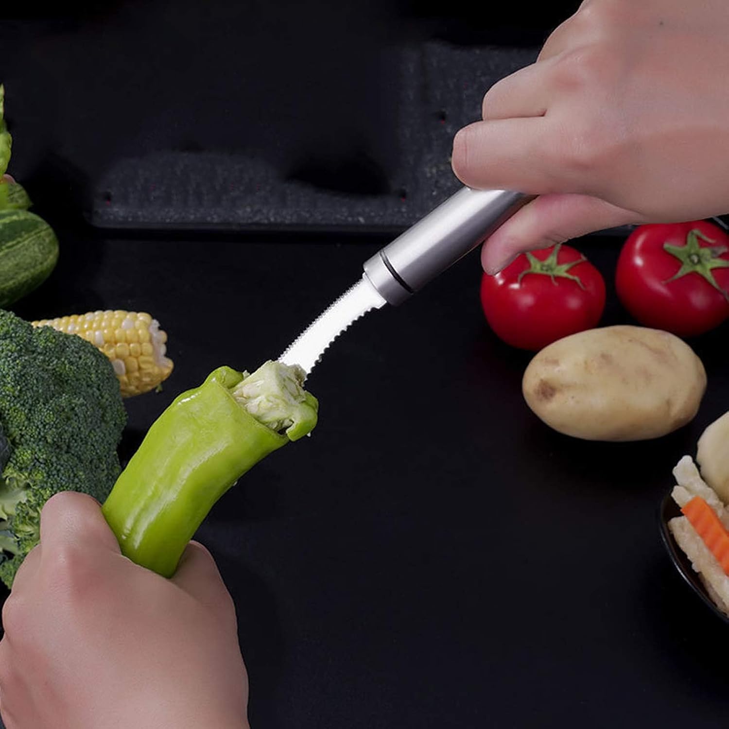 Jalapeno Corer,2PCS Cucumber Corer Jalapeno Corer Tool Rubber Handle