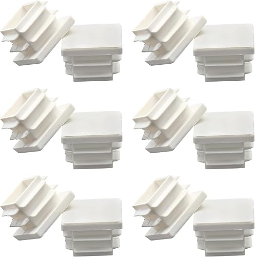 Miniatura 6 de Paquete de 12 tapones cuadrados de plástico blanco de 0.748 in (34 pulgadas), tapas de extremo de tubo cuadradas, tapa de extremo de poste de tubo