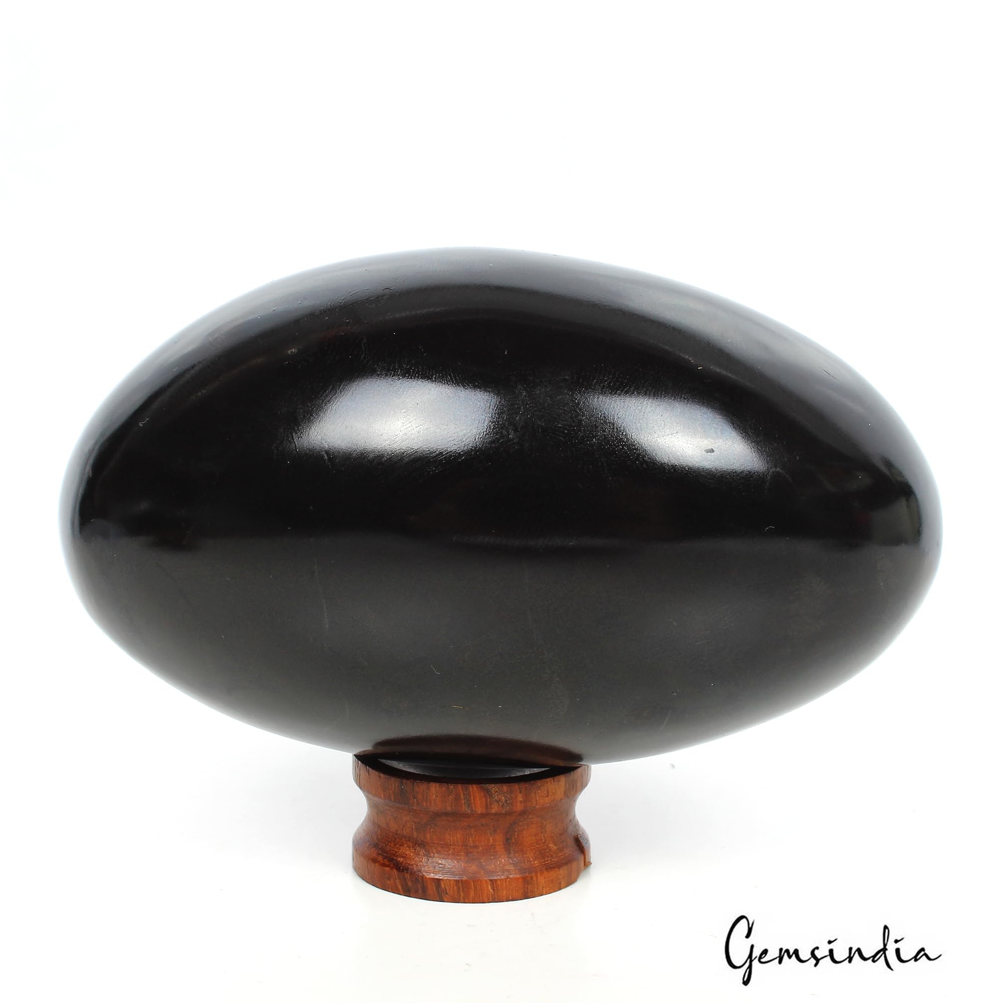 gemsindia 2200 Ct Natural Black Obsidian Healing Crystal Mineral Egg Gemstone with Stand