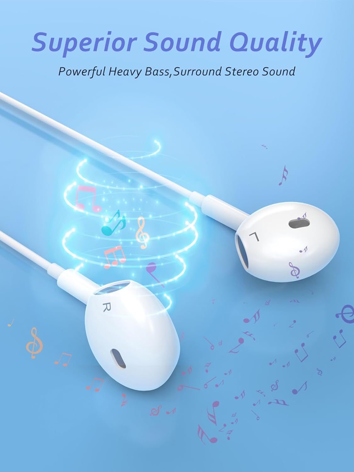 2 Packs for iPhone Headphones Wired Earbuds Earphones Built-in Microphone & Volume Control Noise Reduction Headsets for iPhone 14/13/12/11/XR/XS/X/8/7/SE/Pro/Pro Max, No Bluetooth Need, Plug and Play image 3 of 7 B0FH1X94YT