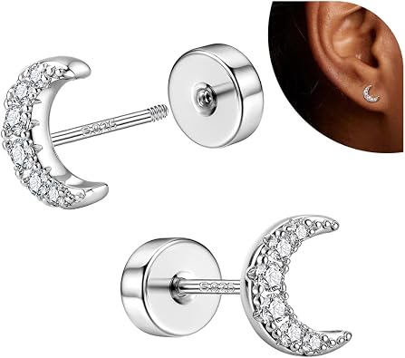 ZELORES 18K Gold Plated Flat Back Earrings for Women 925 Sterling Silver Post Stud Earrings for Multiple Piercing Small Dainty Helix Tragus Cartilage Stud Trendy Flat back Stud Earrings
