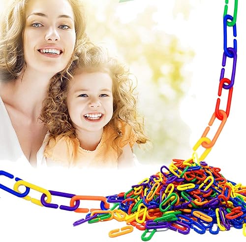 Miniatura 6 de JIALEEY 600 piezas de plástico en forma de C, ganchos de cadena de eslabones de arco iris, juguetes de aprendizaje para niños, jaula de juguete para