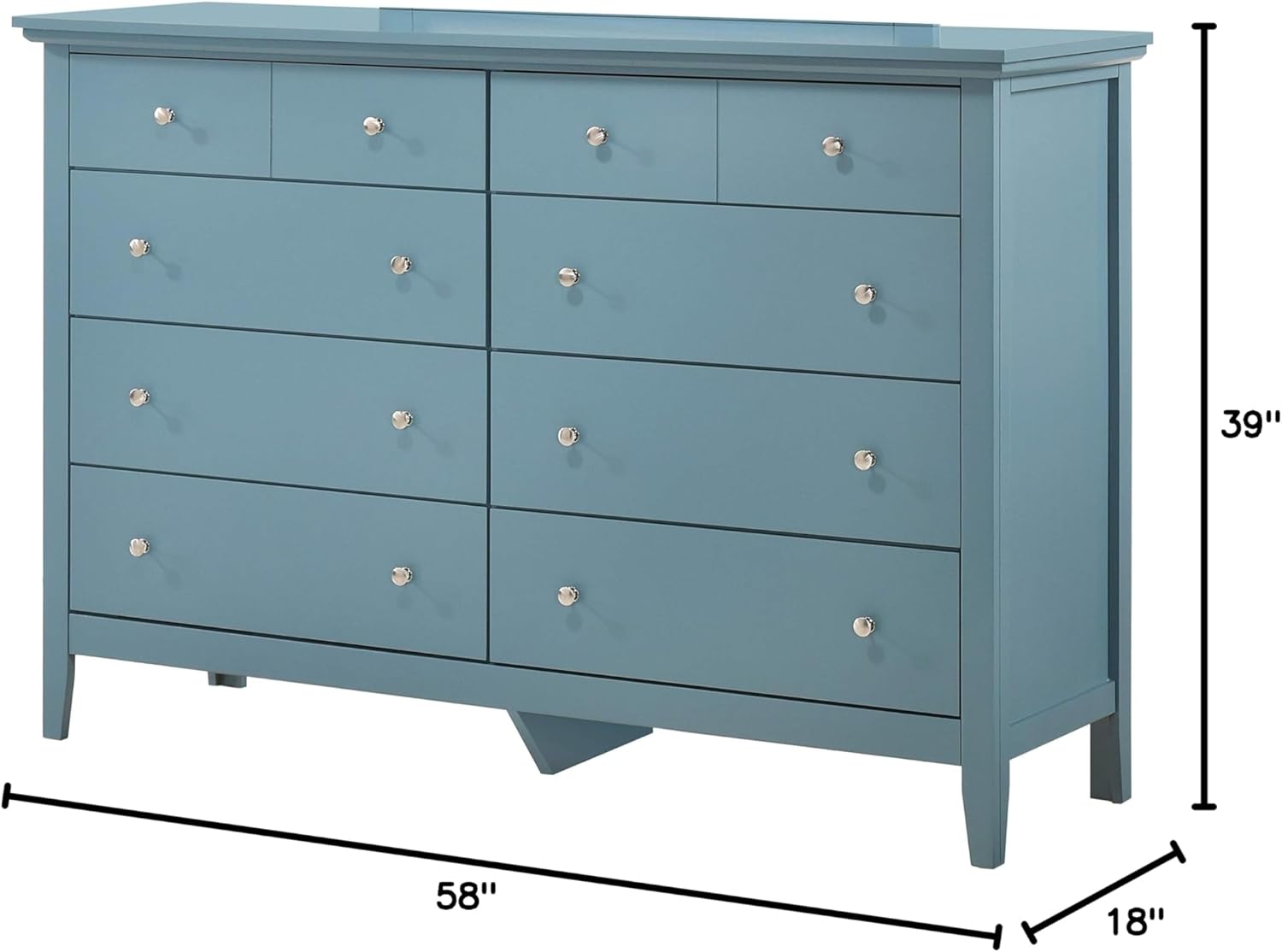 Glory Furniture Hammond 8 Drawer Dresser in Teal
