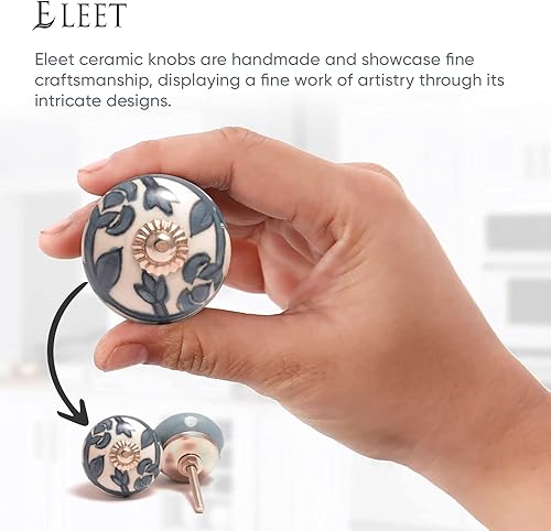 Miniatura 4 de Eleet - Juego de perillas de cerámica de estilo vintage para armarios y cajones, accesorios de cromo