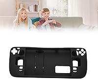 Vista 3 de Funda con función atril para Steam Deck, funda protectora completa para cubierta de vapor, funda protectora a prueba de huellas dactilares con Negro