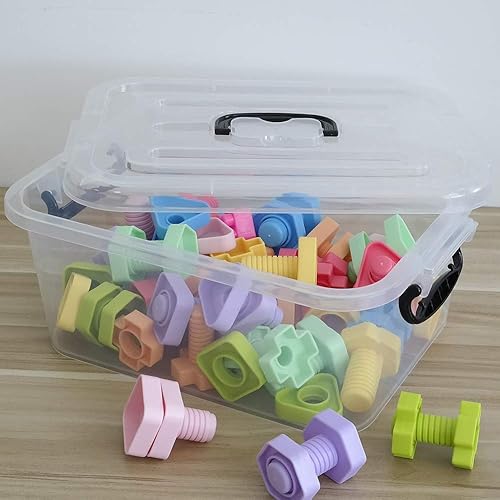 Miniatura 4 de Caja de almacenamiento de plástico de 8 litros, paquete de 2 contenedores de almacenamiento transparentes con asas