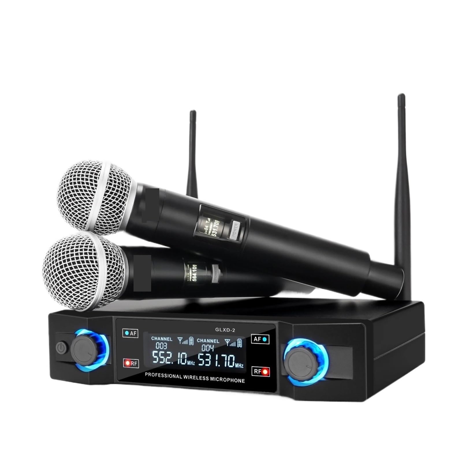 Profesjonalny Bezprzewodowy System Mikrofonowy, Dwukanałowy, UHF, Stała Częstotliwość, Bezprzewodowy, Dynamiczny Mikrofon Ręczny, Do Karaoke