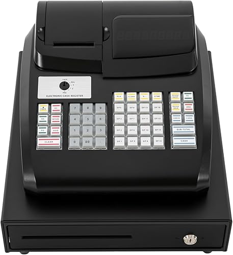 Caja registradora electrónica de 47 llaves, caja registradora POS, 6 pantalla LED digital, 4 ranuras para billetes, 4 ranuras para monedas, caja