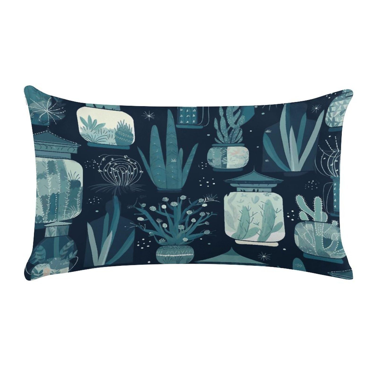 VstaDank Succulent Plants and Cactus Pillow Cover Pillowcase for All Seasons Short Plush Body Pillow Case Soft Cozy Fuzzy Lumbar Long Pillow Cover for Bed Sofa Bench 20 X 12 Inches