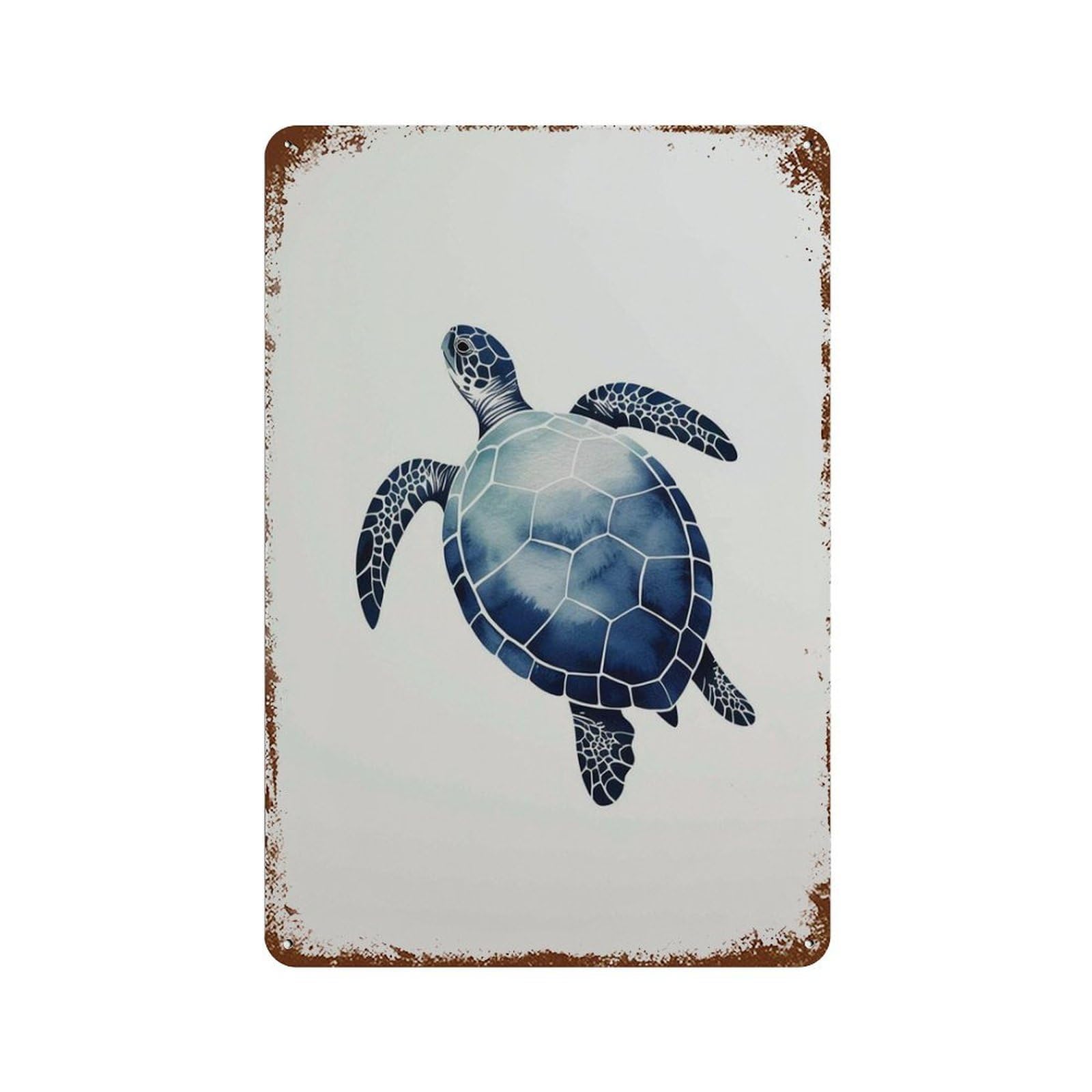 xiaoxiaoshen Sea Turtle Watercolor Ocean Animal Coastal Marine Blue Nautical Work Wall Decor Art Metal Tin Poster Modern Home Decor Art Home Bar Shop Decorations Vintage Sign 30x20cm