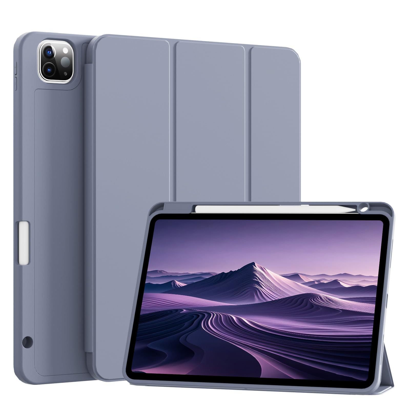KTGGHG Slim Case for iPad Pro 11-Inch 4th/3rd/2nd Generation 2022/2021/2020 with Pencil Holder, Trifold Stand Smart Shockproof Soft Cover for iPad Pro 11" 4th/3rd/2nd/1st, Auto Wake/Sleep, Purple