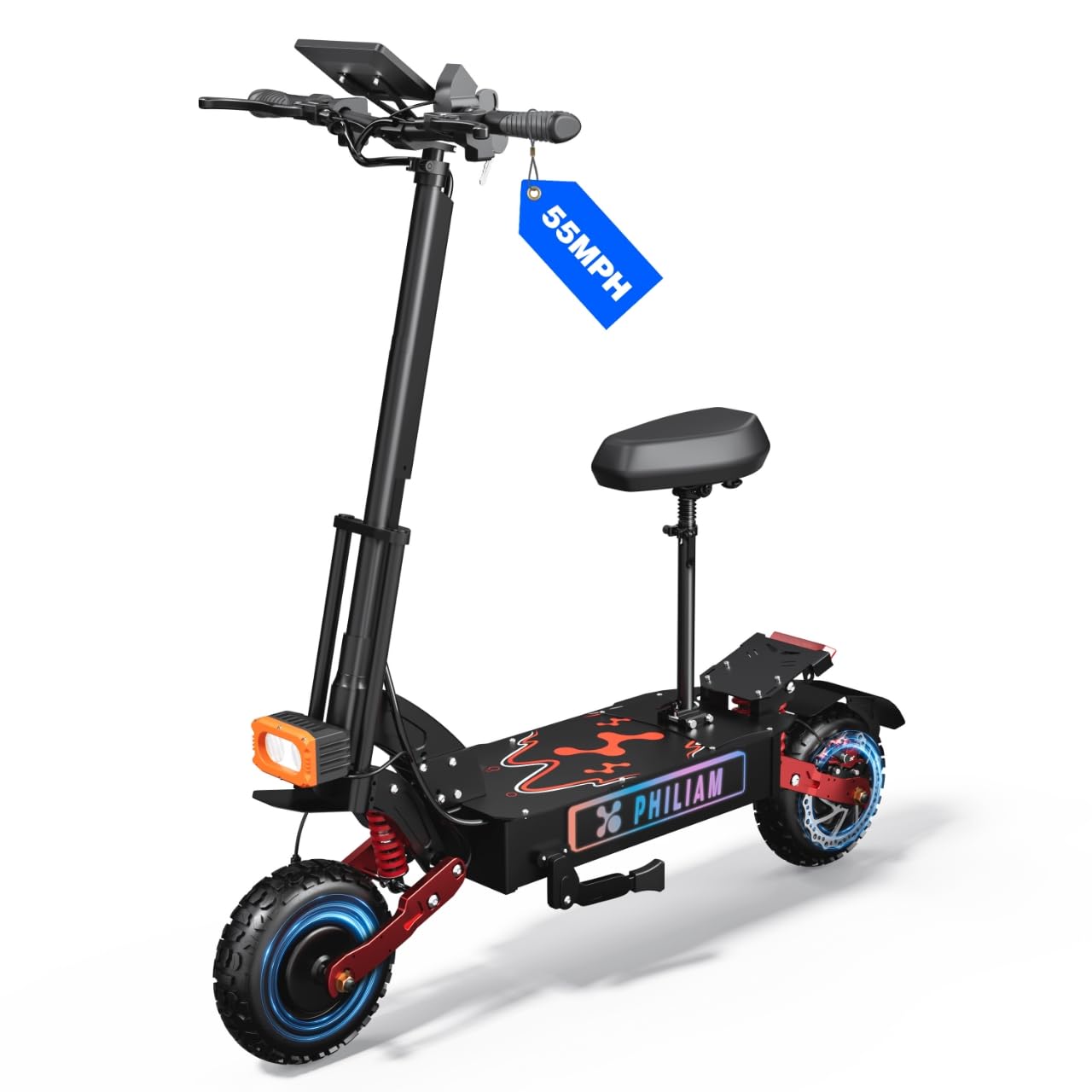 Adult Electric Scooter 6000W Dual Motor up to 55MPH Speed Range to 70 Miles E Scooter with 60V