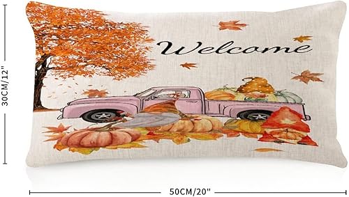 Miniatura 4 de Seasonal Welcome Fall Body Pillow Cover Two-Side Printed 12x20 Inch Linen Bohemian Body Pillowcase Pumpkin Gnome Colorful Harvest Rectangular Pillow