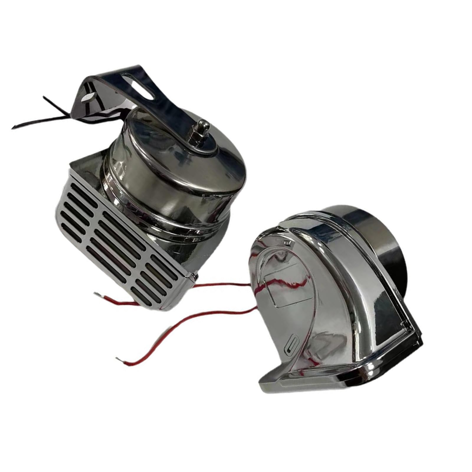 WGDYRP 2PCS Vehicle Horn High Low Tone 12V 24V Stainless Steel Loud 120dB For Car Truck Motorcycle