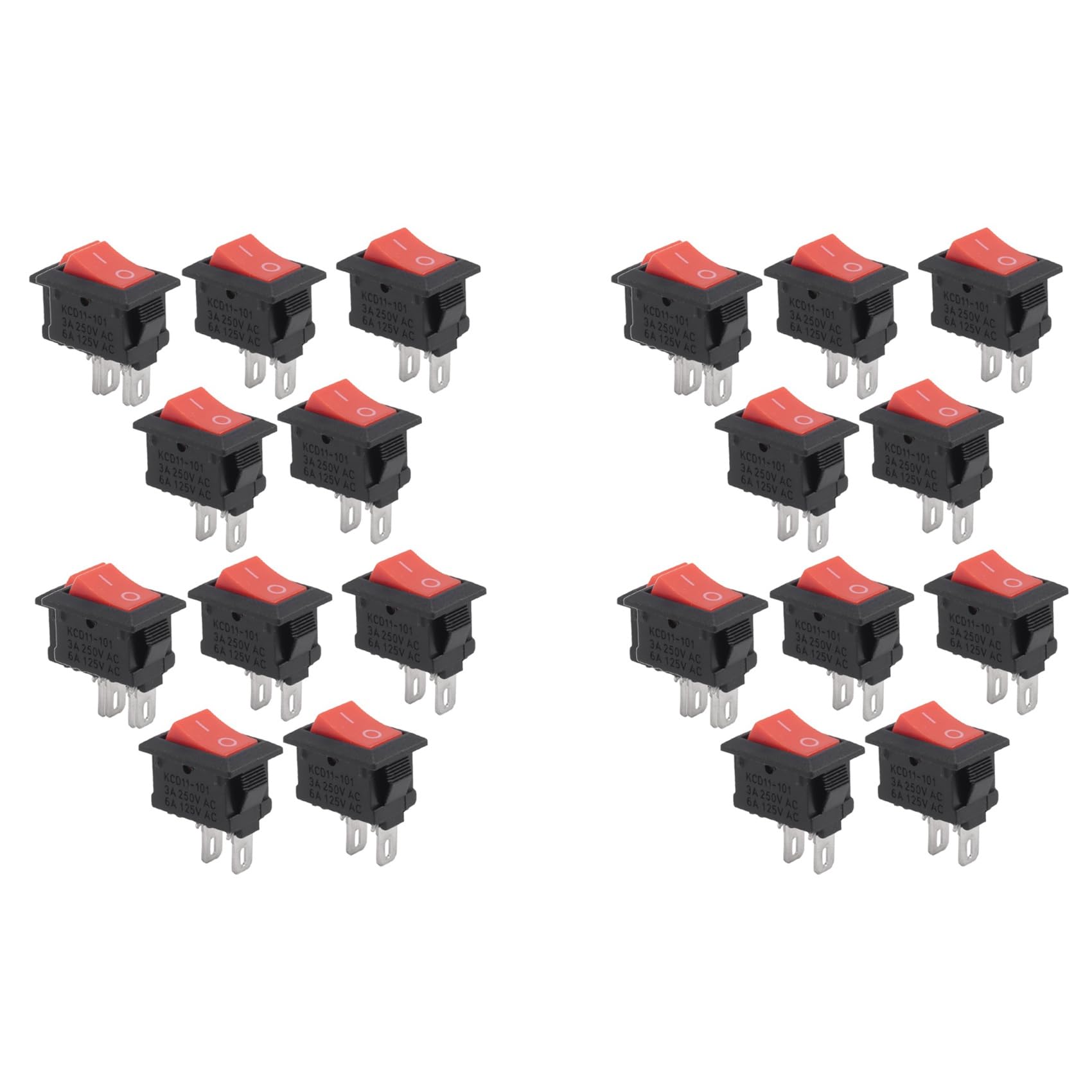 Jnchdghwa Black 20Pcs Kcd11 2Pin 2P Car Rocker Switch 3A 250V 6A 125V Ac Button Kcd1-11 10X15 10X15 Kcd117