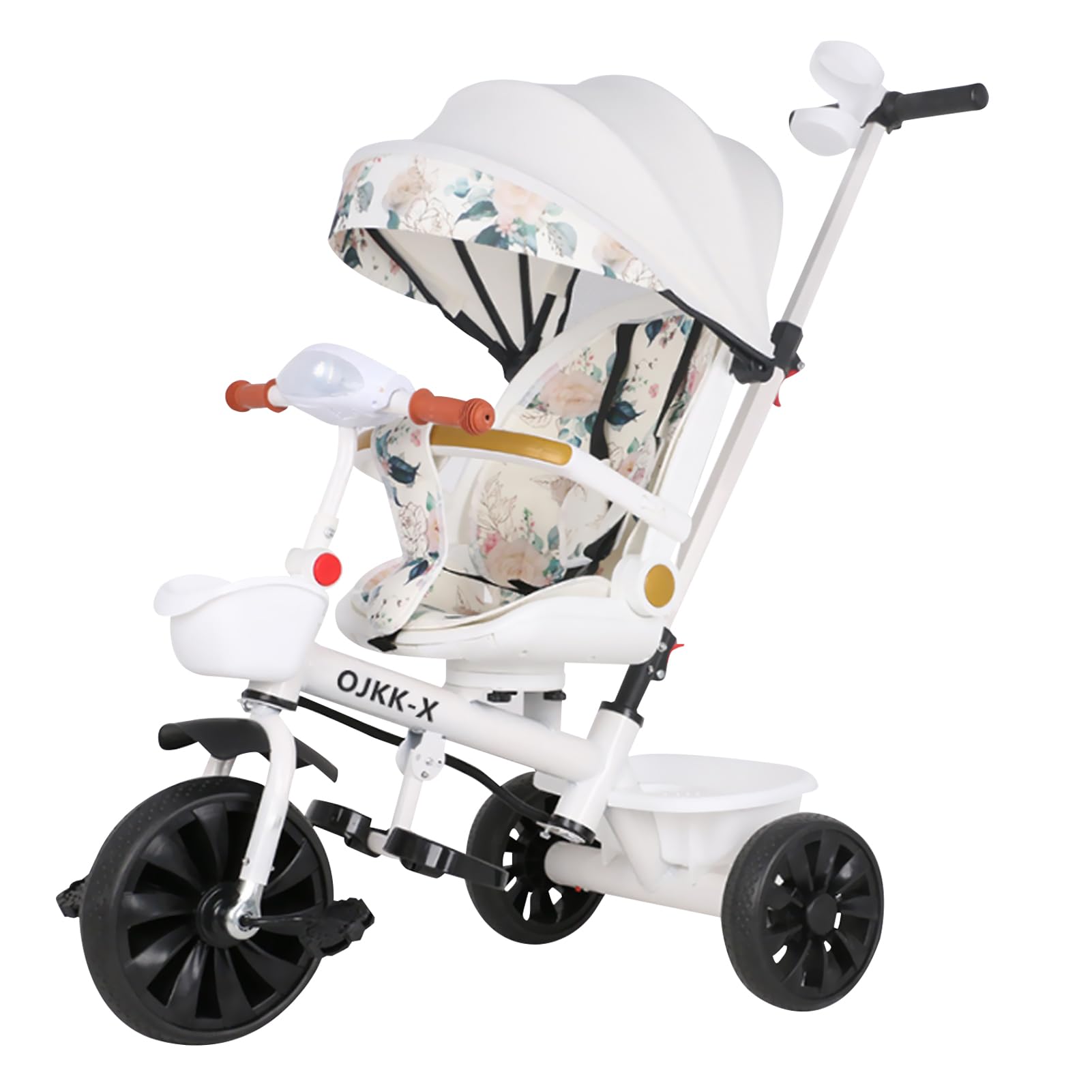 DAYONG Baby Tricycle, Multi-functional Tricycle, Kids Tricycle with Sunshade and Adjustable Push Handle,Bicycle for 1-6 Years Old Baby (white)