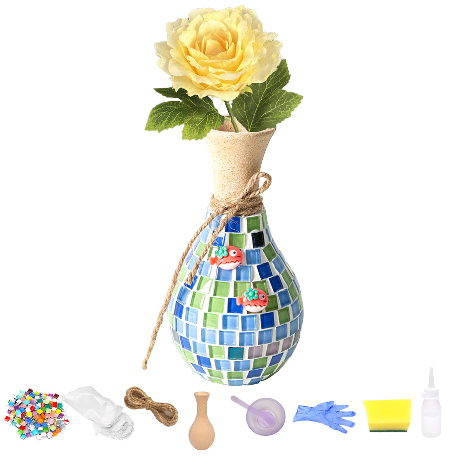 Daity Mosaik bastelset Kinder 7 8 6 10 9 11 Jahre Geschenk Mädchen 6-12 Jahre Mosaik Bastelset Erwachsene Geburtstagsgeschenke für Mädchen 6-12 Jahre Basteln Kleine Mosaikvase für kinder Erwachsene
