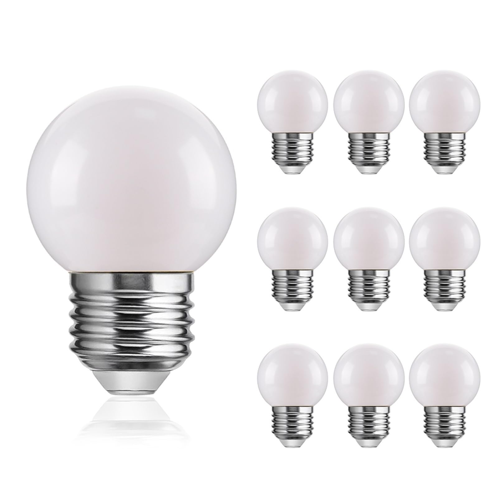 Neurovolt Milky White G45 E27 Led Bulb Plastic Small Globe Night Light Bulbs 220V 1W 2W 3W Indoor Warm White Dimmable Decor Lights Outdoor(10PCS_2W_YES_2700K)