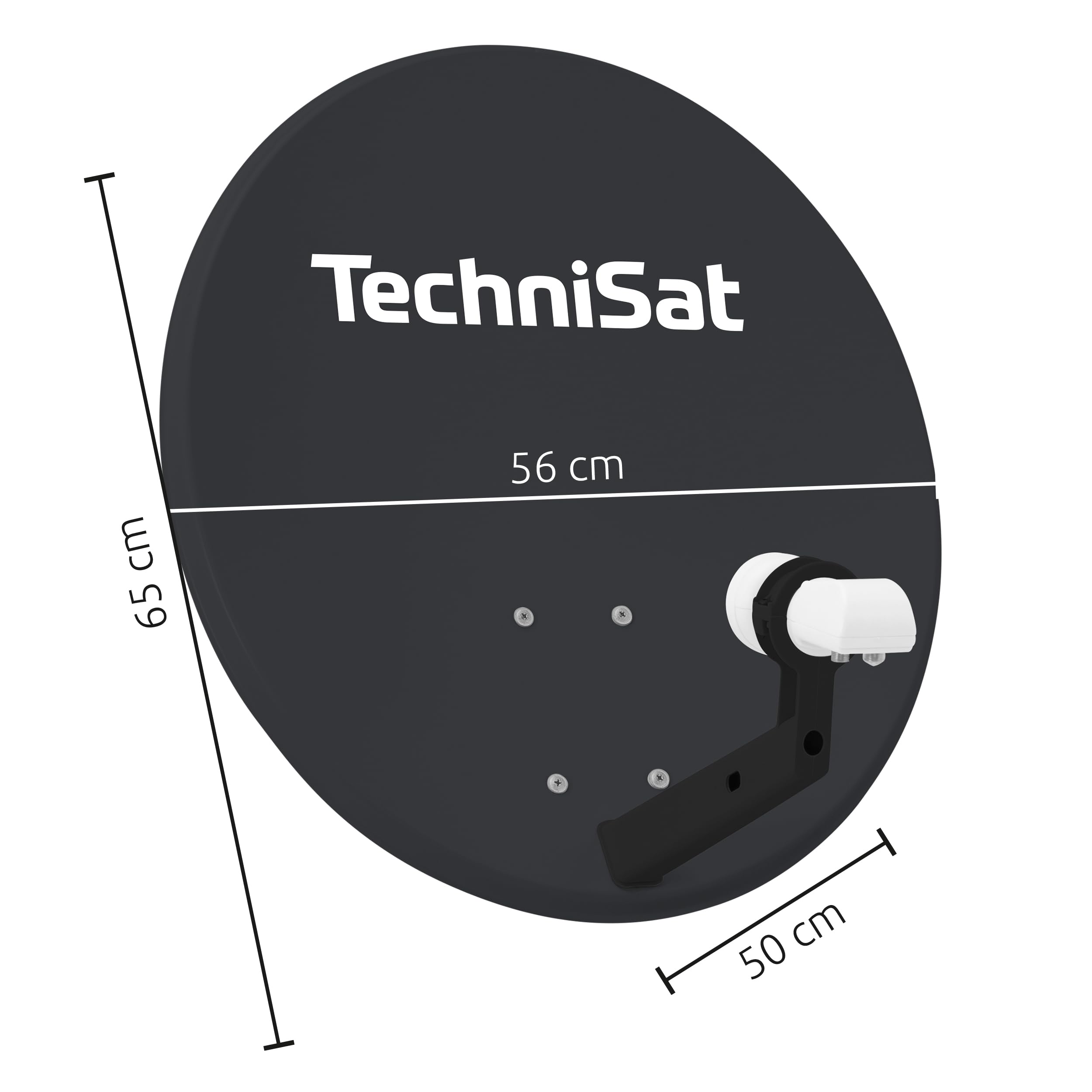 TechniSat TECHNITENNE 60 Satelliten-Schüssel 60 cm digital Sat Anlage Komplettset mit Masthalterung und Universal-Twin-LNB anthrazit