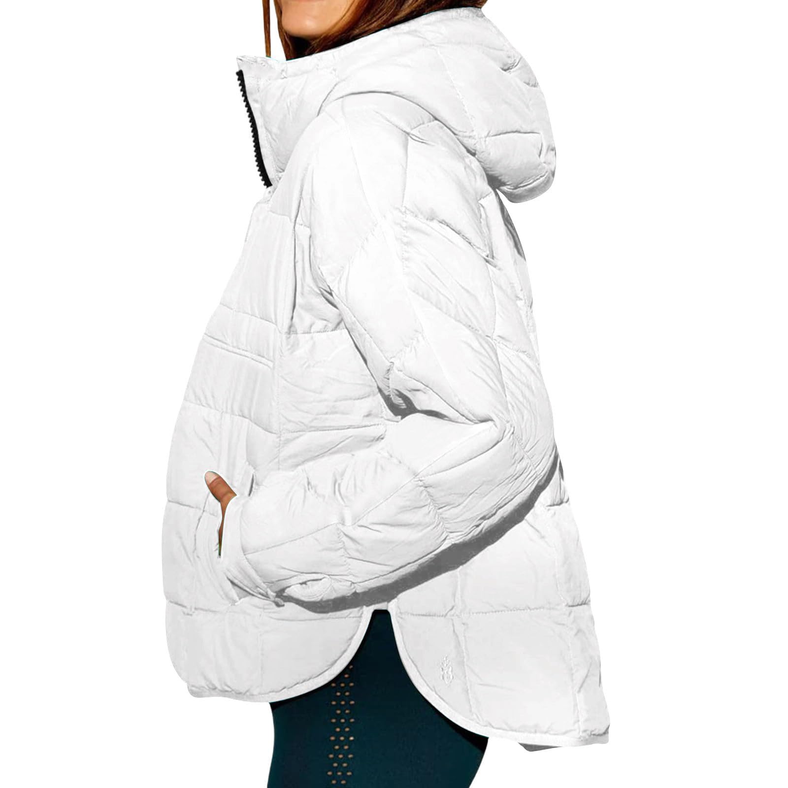 HAOLEI Chaqueta Acolchada Mujer Ligera Chaquetas de Plumas Color Sólido con Cremallera Cuello Solapa Abrigo de Algodón Manga Larga con Bolsillos Casual Cálido Cazadora Acolchado Transpirable Outwear