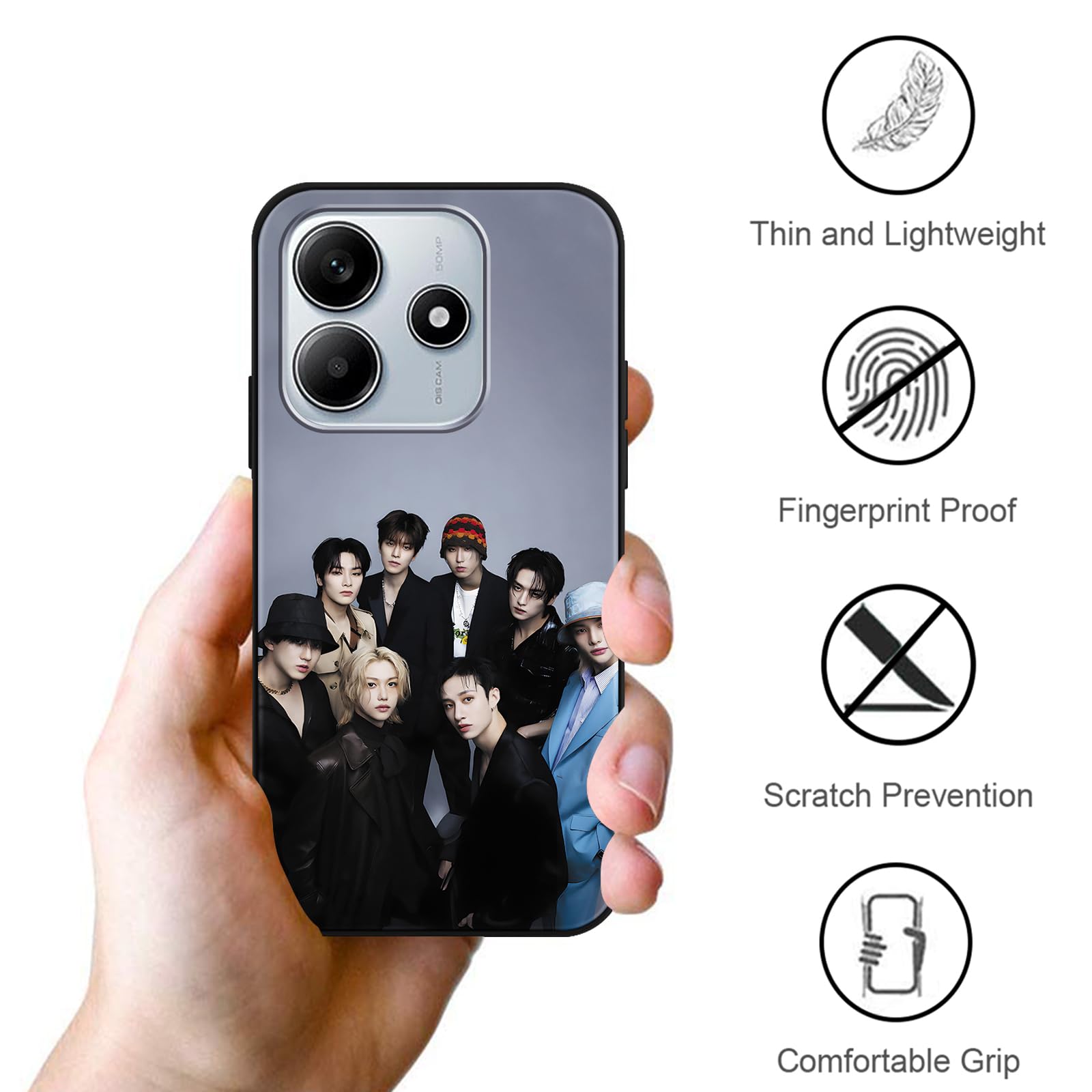 2 Pezzi Design Skz Fans Cover Per Xiaomi Redmi 9C/9C NFC - 2 Pezzi Nere, Design Kpop Stray Kids SKZOO, Silicone TPU Morbido Antiurto, Per Fan SKZ Cover Xiaomi Redmi 9c 9c Nfc