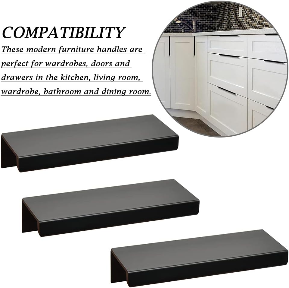 NA NA Furniture Handles Aluminium Alloy Kitchen Handles 8 cm Hidden Cabinet Handles Door Handles Drawer Handles Black Drawer Handles Cupboard Handles Patio Door Handles Strips Pack of 10 - Image 5