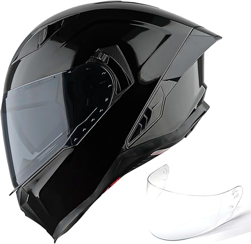 1Storm Casco integral de motocicleta para adultos, hombres y mujeres, casco de carreras de bicicleta de calle, aprobado por DOT, con un escudo extra