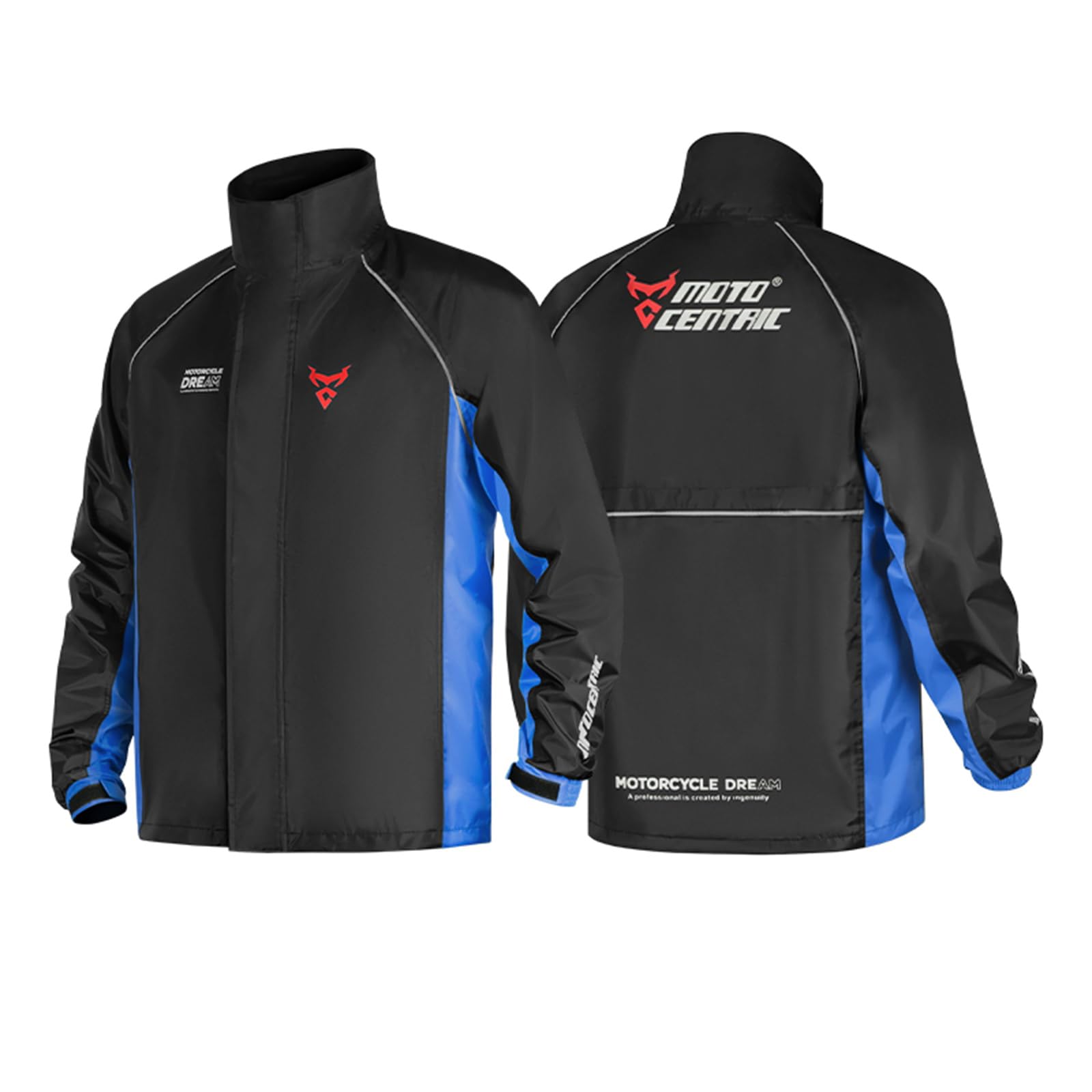 MOTOCENTRIC Tuta da pioggia per moto 2 pezzi, impermeabile e traspirante con strisce riflettenti, set di giacca e pantaloni antivento per motociclista uomo donna