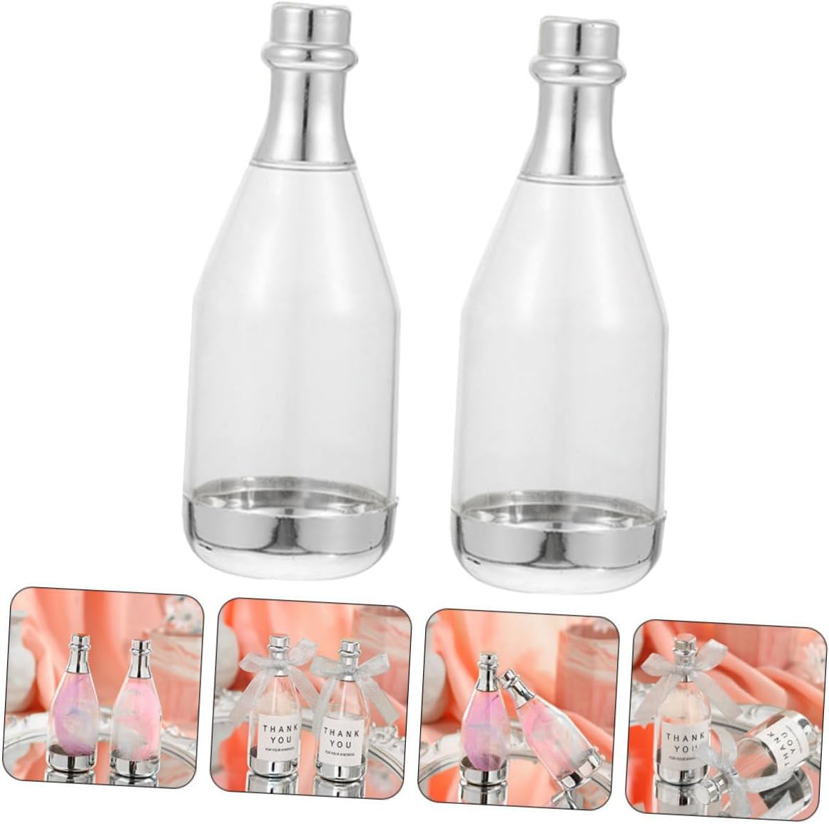 20pcs Silver Large Bottle Shaped Candy Containers with Lid, Candy Boxes for Wedding Party Favors and Birthday Packaging