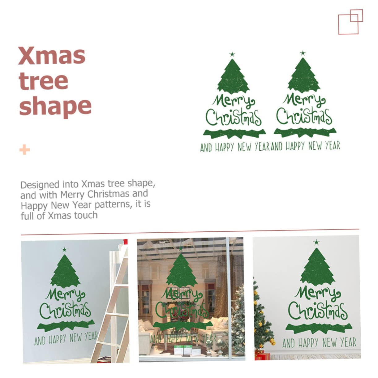 IMIKEYA 8 Blätter Wandtattoo Weihnachtsbaum Weihnachtsbaum-fensterfolie Winterfensteraufkleber Weihnachtliche Wandtattoos Weihnachtsdekorationen Für Schlafzimmer Weihnachtswand Pvc Green