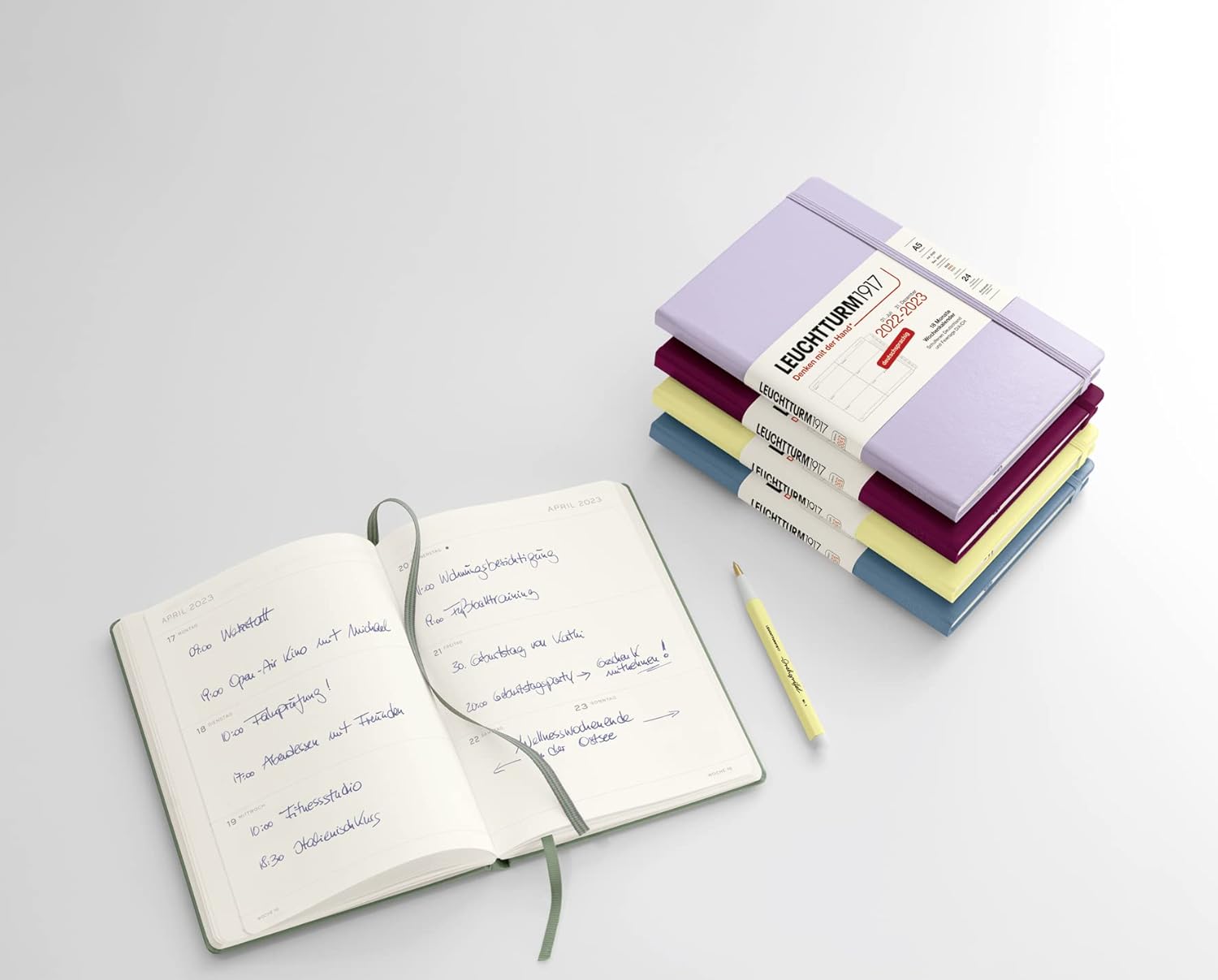 LEUCHTTURM1917 365824 Weekly Planner Medium (A5) 2023, 18 Months, Stone Blue, German