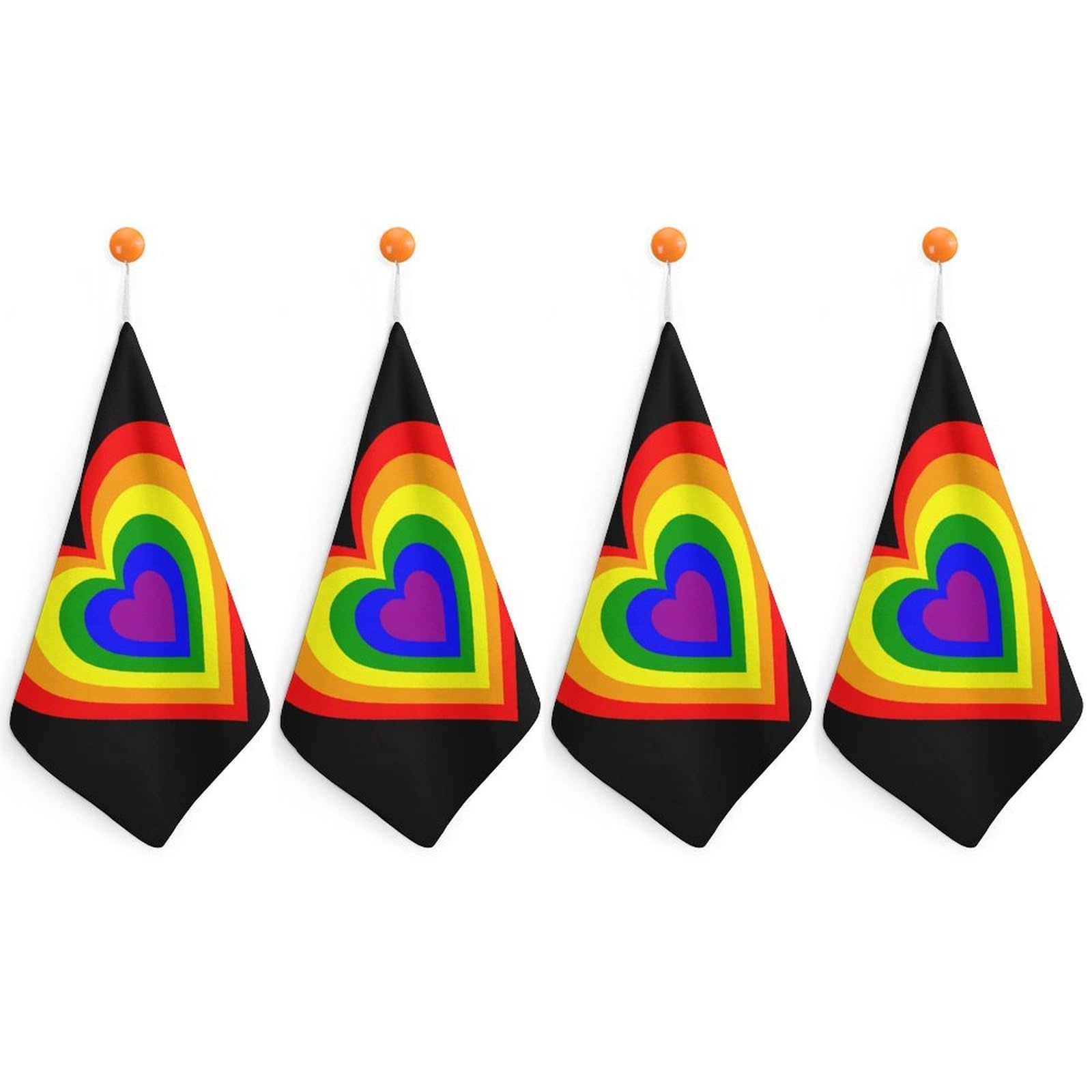 CGSBNGHA LGBT Rainbow Heart Hand Towel Hanging Face Towels Cleaning Cloths Handkerchief for Bathroom Kitchen
