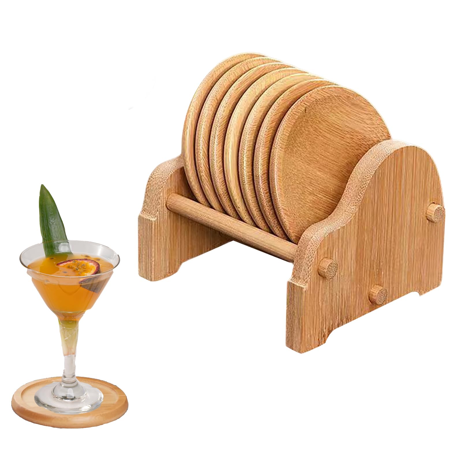 Houten onderzetters, 4 stuks, voor glazen, bamboe, wasbare