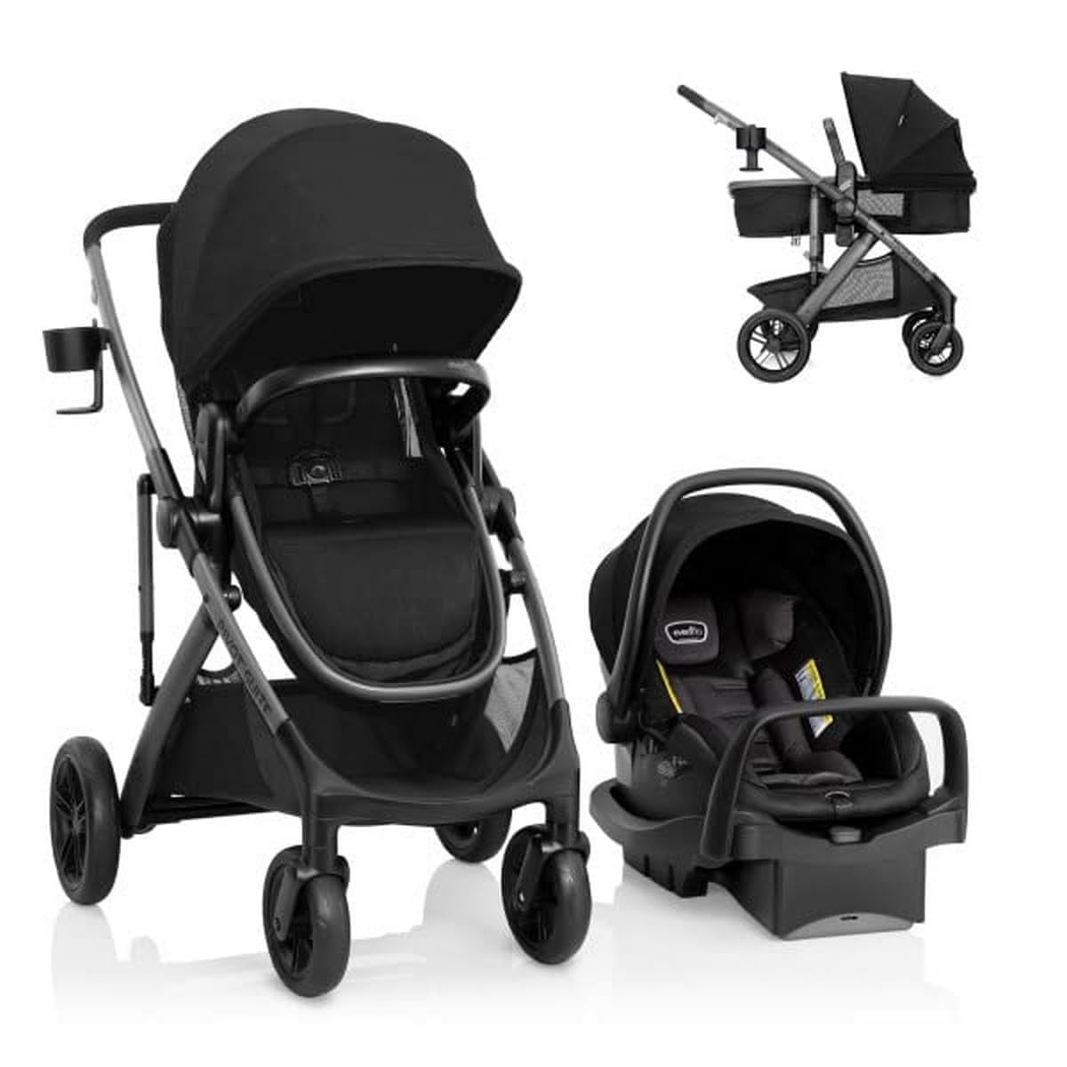 Evenflo Pivot Suite Modular Travel System with LiteMax Infant Car Seat, Dunloe Black : Baby