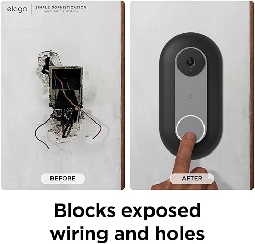 Miniatura 10 de elago Soporte compatible con Google Nest Hello Video Doorbell Wall Plate (cableado, 2. generación), timbre de puerta, color perfecto para combinar