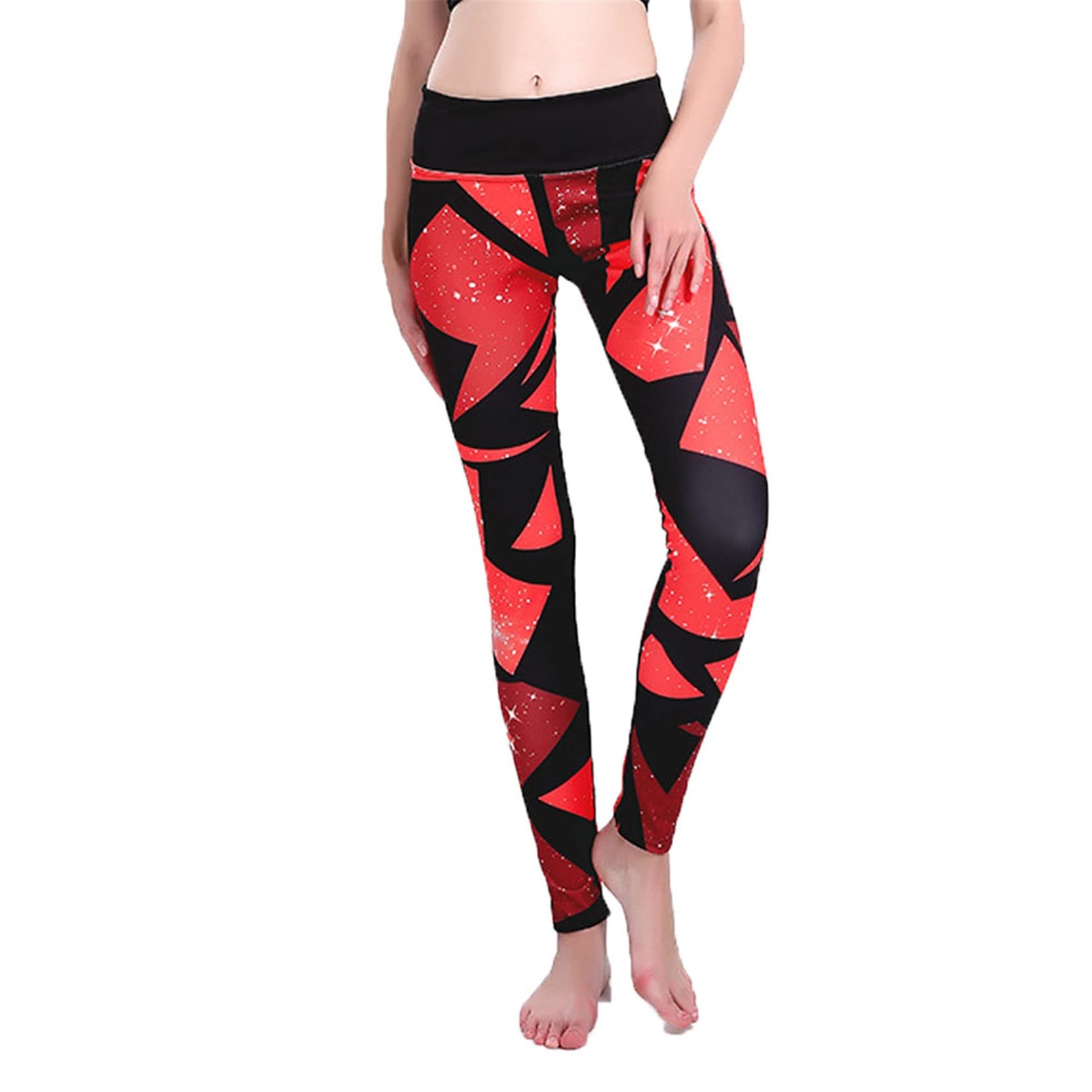 Mujer Niña Gimnasio Leggings Yoga Pantalones, Pantalones de Yoga de cintura alta con estampado geométrico for mujer, mallas ajustadas con Control de barriga y levantamiento de glúteos, pantalones elás