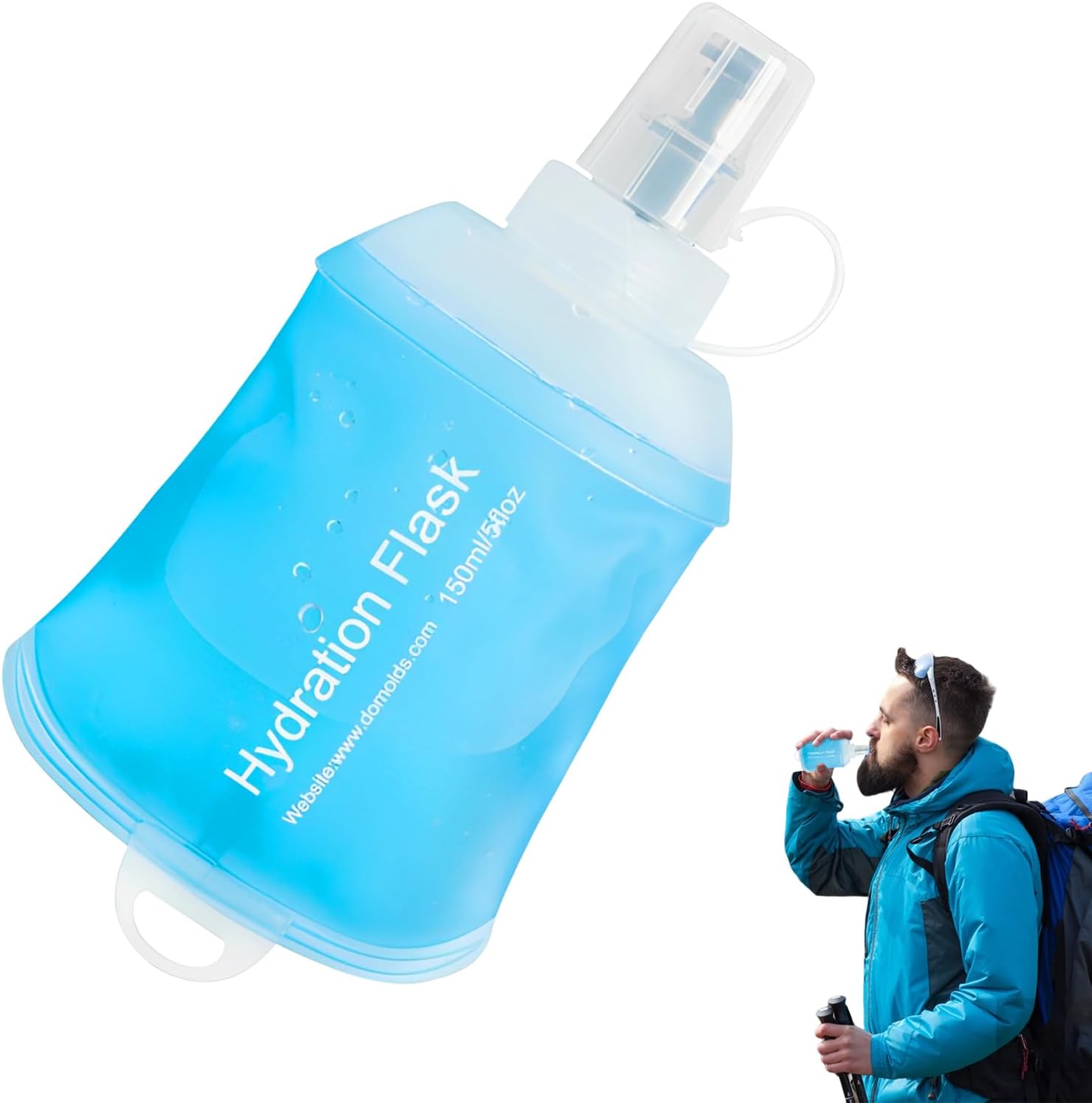 Foldable Soft Flask, 150ml TPU Running Hydration Flask, Outdoor