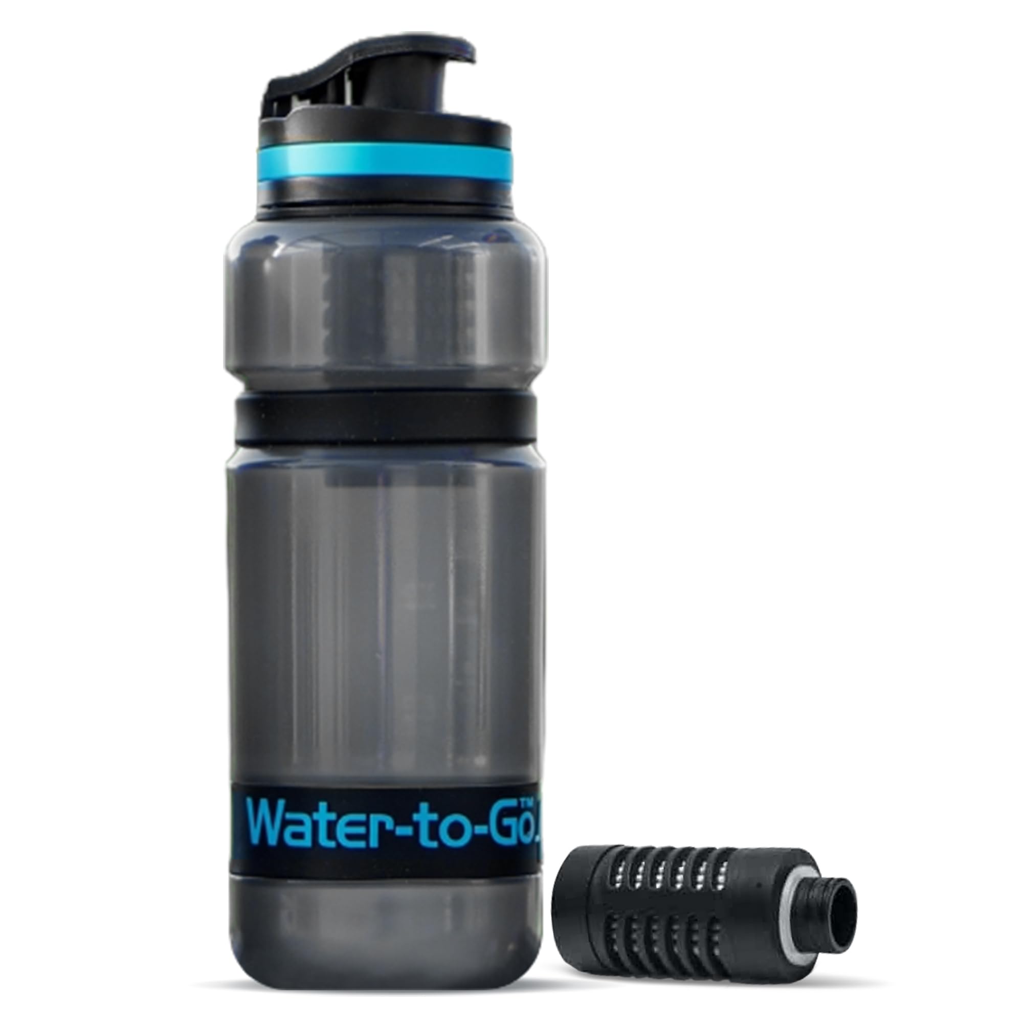 Water-to-Go (20oz/60cl, Blue) Filtered Water Bottle with 3-in-1 Purifier Filter, BPA-Free Water Purifier Bottle for Travel, Hiking, Camping, Survival & Emergencies