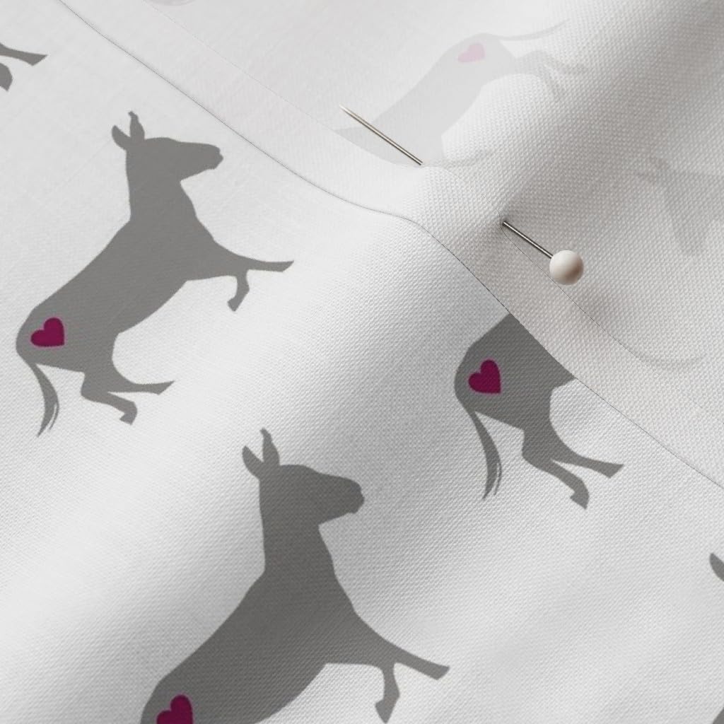 Spoonflower Fabric - Love White Donkey Heart Girly Pretty Cute Printed on Petal Signature Cotton Fabric by The Yard - Sewing Quilting Apparel Crafts Decor