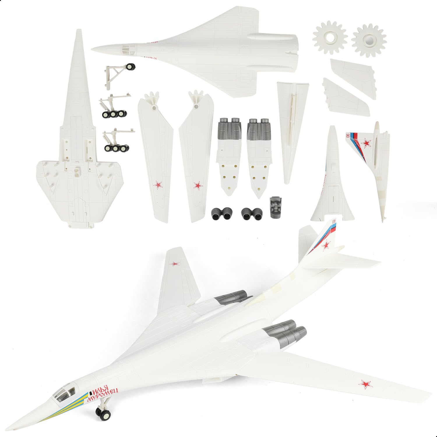 TU-160 Blackjack Kit Modellino Aereo Militare Scala 1:100 – Grande Modello in Plastica Bombardiere Strategico Apertura Alare 54cm con Base Espositiva, Regalo per Adulti e Bambini