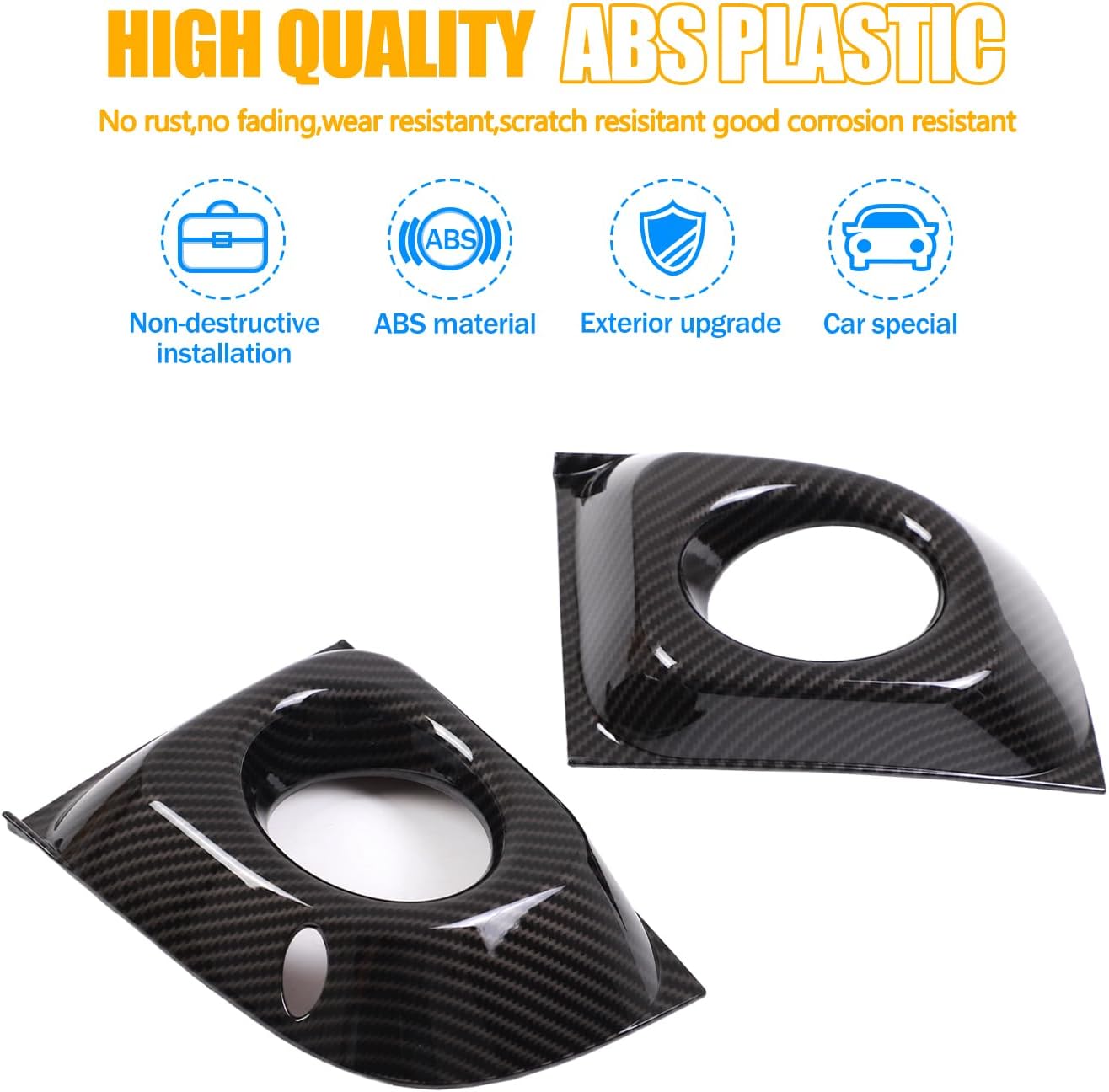 LLKUANG Front Bumper Driving Fog Light Lamp Ring Bezels Covers Fit for Fiat 500 2011-2015,Front Fog Lamp Light Cover Trim Frame Car Accessories