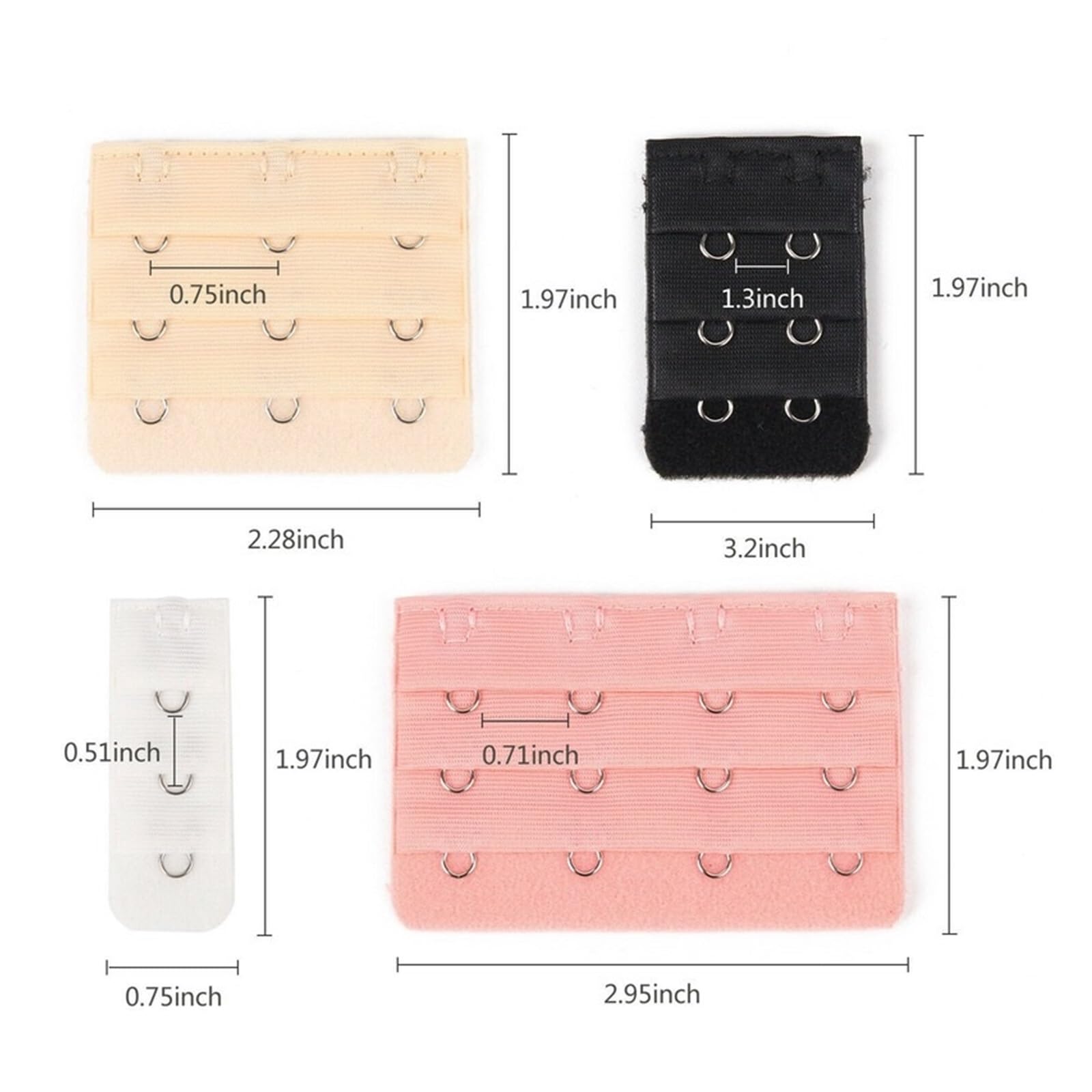 Extensor de Sujetador 10 Uds Extensores extensión Correa 3 Ganchos 2 Filas Ropa íntima Mujer Accesorios Gancho alargados